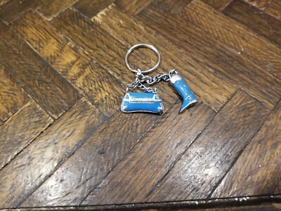 GUCCI Riding Boot & Purse Enamel Bag Charm Key Ring Accessory Blue Key Ring Etc