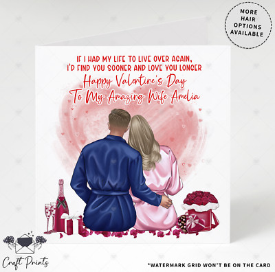 Personalised Valentines Day Card For Him For Her Boyfriend Wife ...