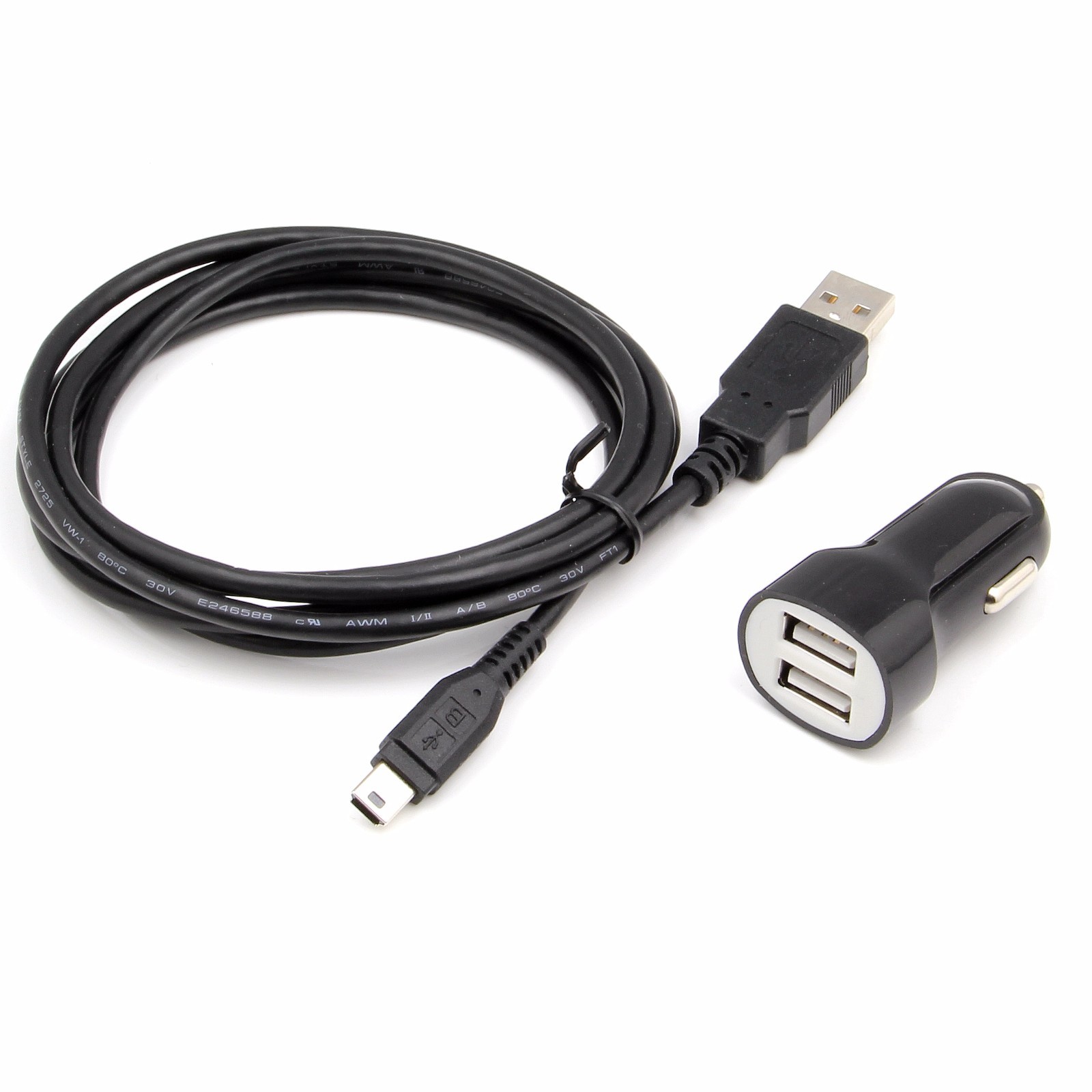 Jet Black In Car GPS Charger Cable Lead for Garmin Golf GPS Approach G3