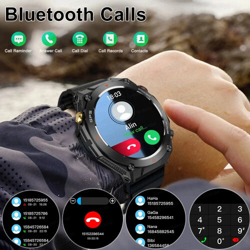 GPS Smart Watch 1,45" Ultra HD Display integriertes GPS & Kompass machen/empfangen - Bild 3 von 28