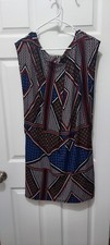 WORTHINGTON Women Sleeveless Dress Burgundy Multicolor Size Medium Unlined 