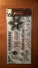 Fiskars Heidi Grace 10 Clear Acrylic Stamps Thinking of You Happy Crafts Daisies