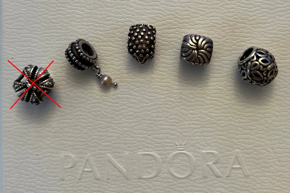 Original Pandora silberne Charms – Igel, Perle, Muster etc.