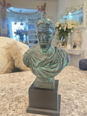 Antique Vtg Metal Bust Statue Man roman man Caesar? Emperor