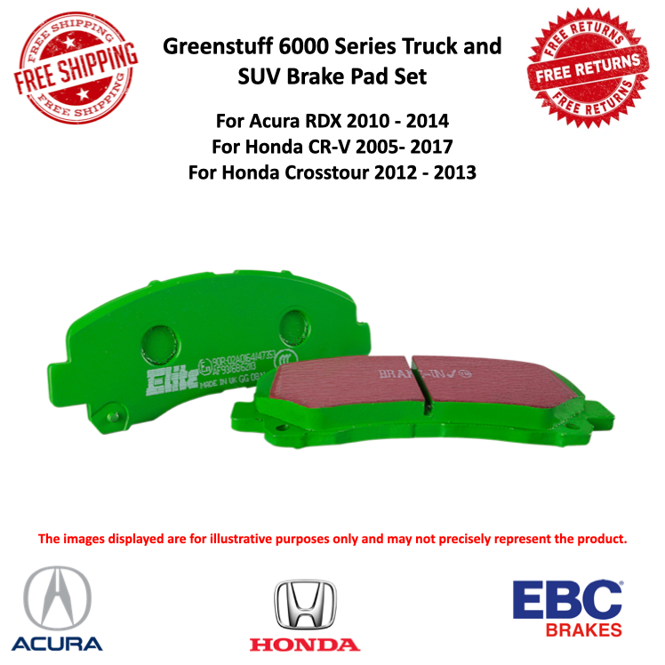 EBC Greenstuff Brake Pad Set Rear For Acura RDX & Honda CR-V