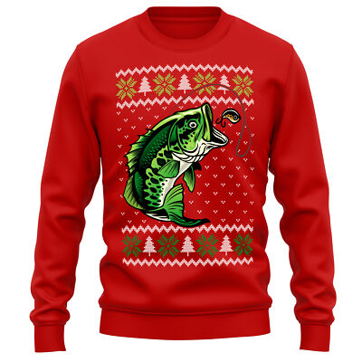 Fishing Christmas Jumper Sweatshirt Him Fisherman Fair Isle Mens