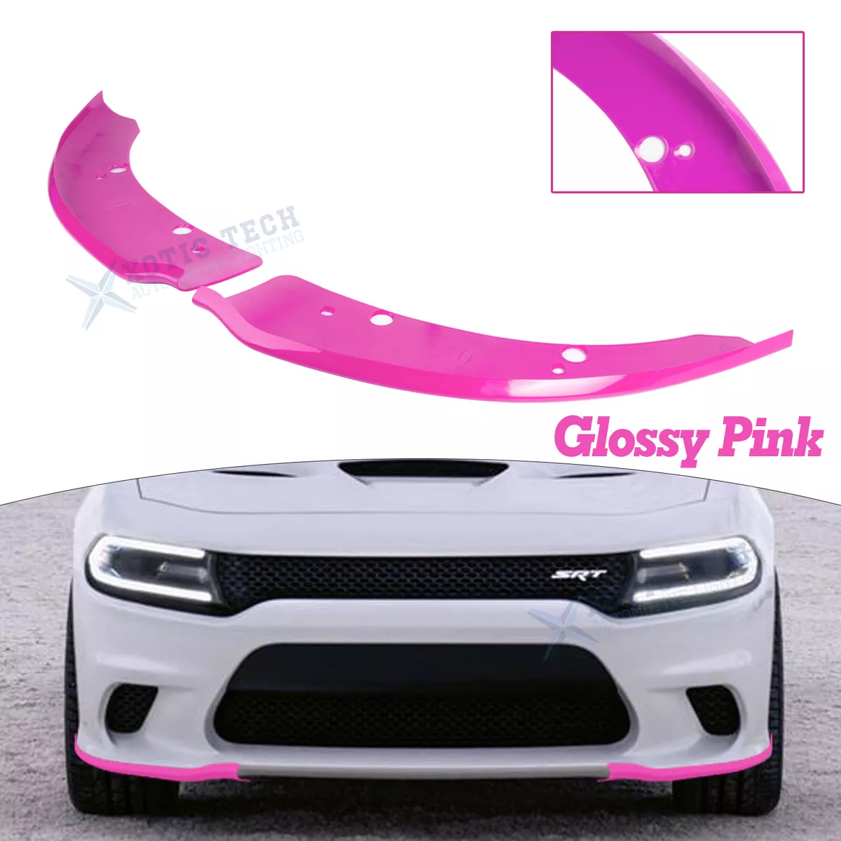 For Charger SRT Scat Pack 2015 2023 Pink Front Bumper Lip Corner