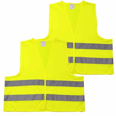 2x motor vehicle warning vest premium car breakdown vest yellow en ISO 20471 reflective