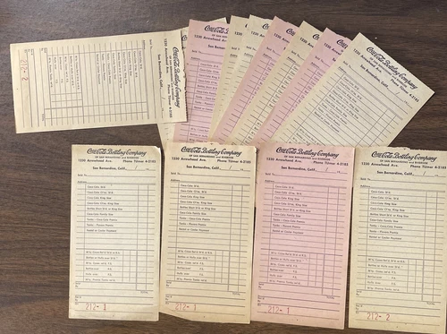RARE UNUSED Vintage Coca Cola Order Form Lot Receipt San Bernadino Riverside CA