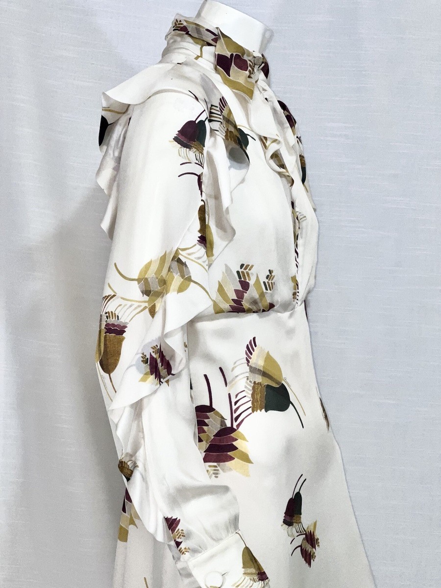 F/W 2007 GUCCI Ruffle Sleeve Silk Dress Sz 44 Frida Giannini