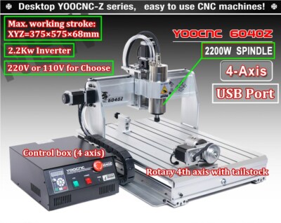 4 Axis USB MACH3 6040Z 2200W Desktop Engraver Cutting Milling Machine CNC Router