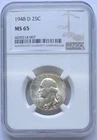 1948-D Washington Silver Quarter Dollar NGC Graded MS65  *007