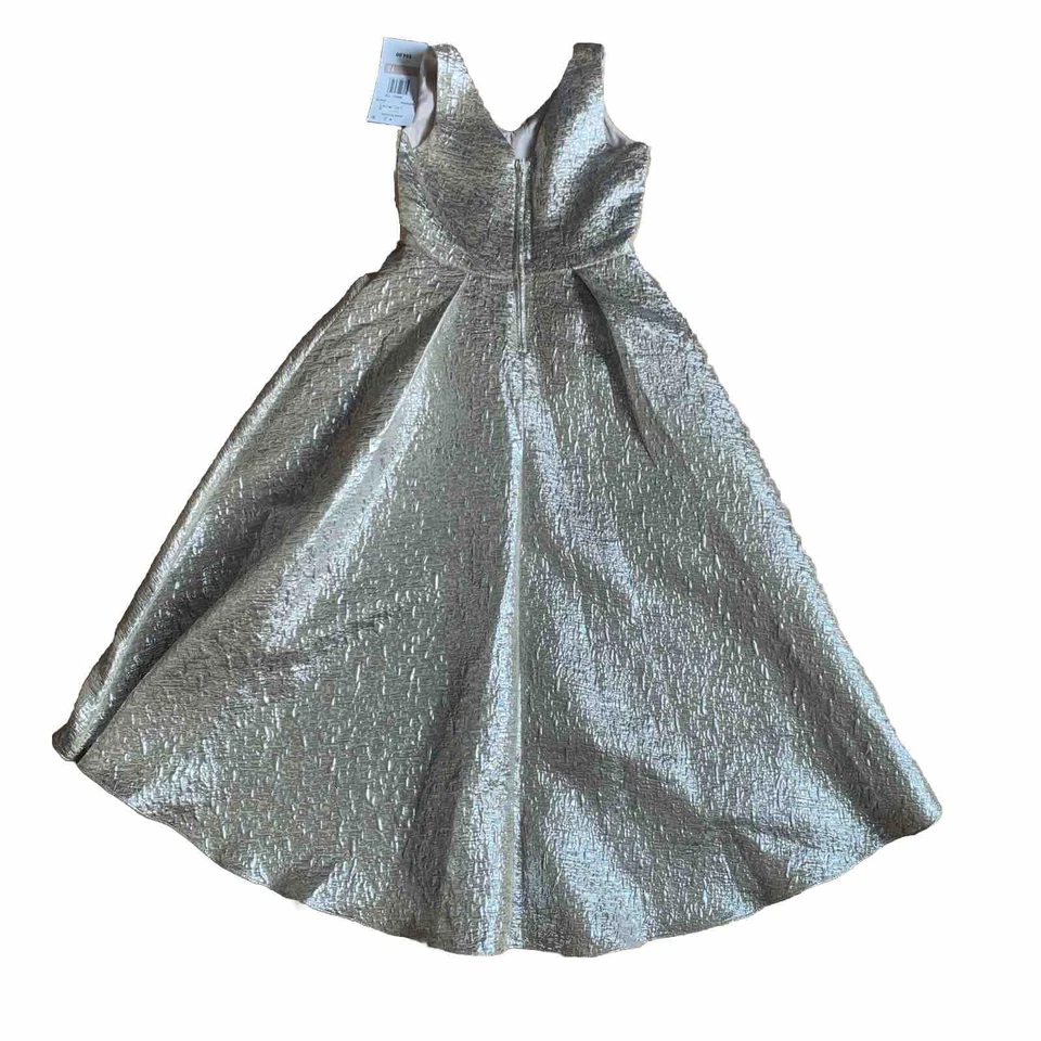 Vestido alto-baixo sem mangas metálico dourado Big Girl edições raras novo com etiquetas S12 $94 - Imagem 4 de 4