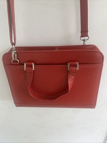 Franklin Covey Red Planner Organizer Zip Tote Shoulder Bag 7-ring Binder Leather - Picture 22 of 24