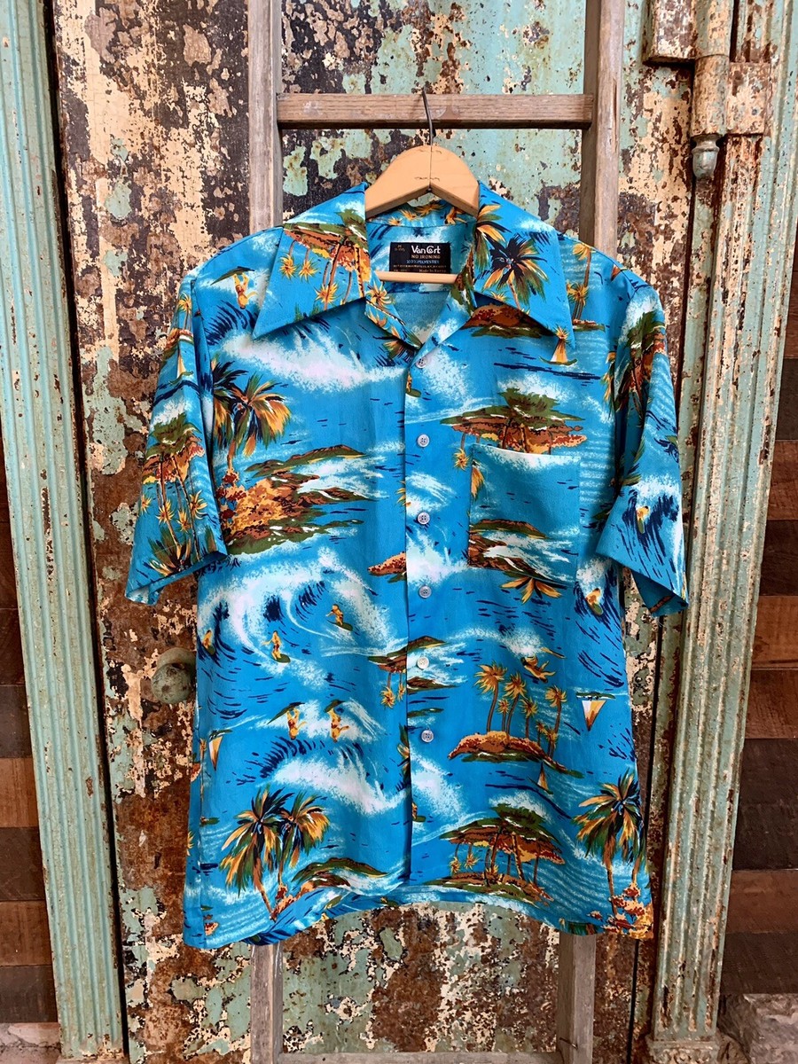 Vintage 1960s 1970s Polyester Hawaiian Shirt Large | eBay