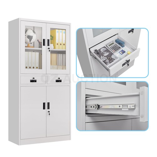 185cm Steel File Cabinet Lockable Drawer Filing Storage Shelves Cupboard Locker - Picture 8 of 10