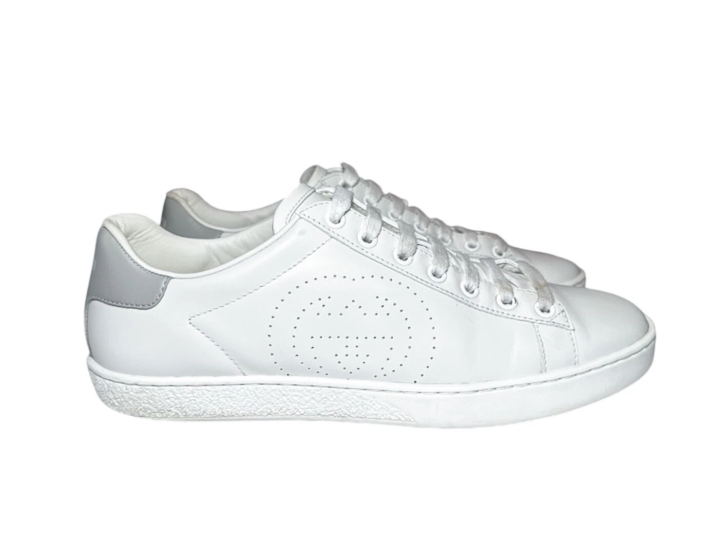 Baskets basses Gucci Ace blanc en veau perforé imbriqué G pointure 37,5