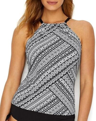 24th & Ocean Women's High Neck Adjustable Neckline Tankini Swimsuit Top S 1339
