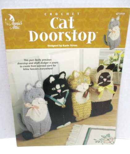 Annie's Attic Crochet Cat Doorstop Pattern Booklet Vintage 1999