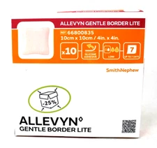 Smith & Nephew 66800835 Allevyn Gentle Border Lite Dressing 4 x4" 10/BX Exp 7/26