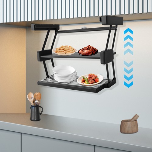 2 Layers Pull Down Storage Rack Spice Rack Kitchen Under Cabinet Organizer Stand