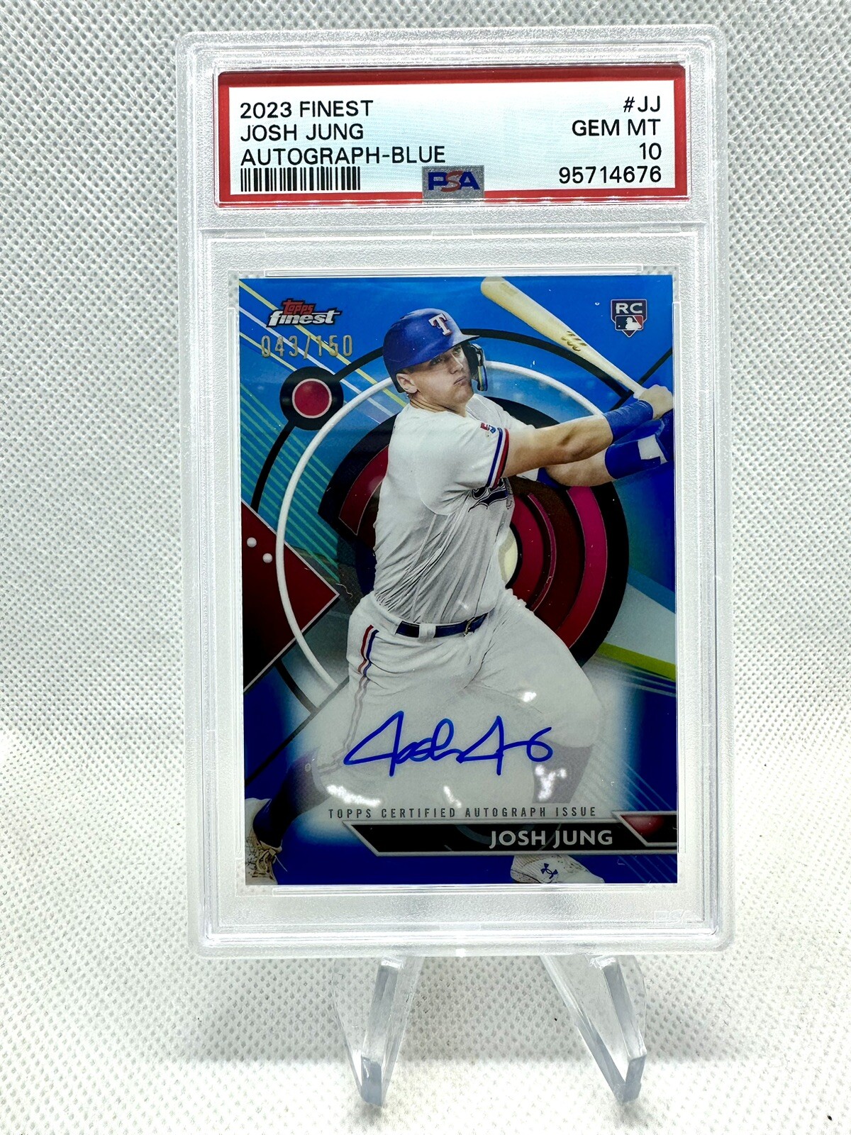 Josh Jung RC 2023 Topps Finest Blue Refractor Auto /150 PSA 10