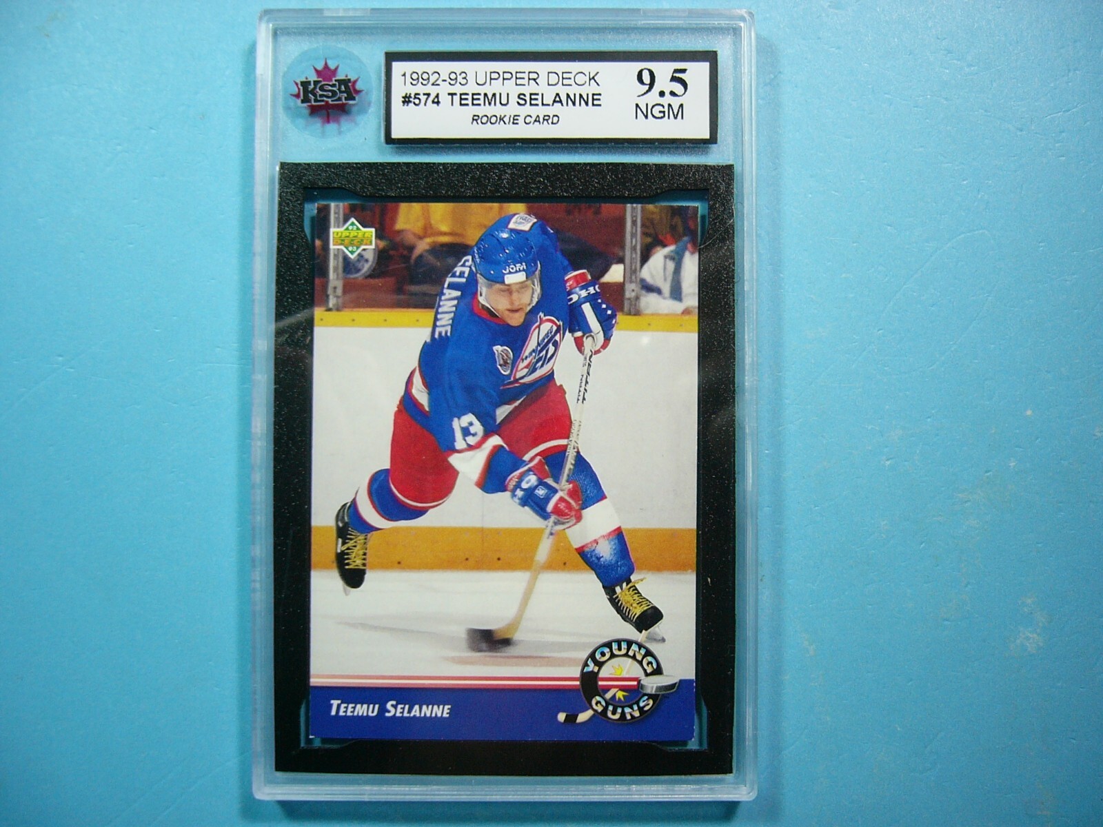 1992/93 UPPER DECK YOUNG GUNS HOCKEY CARD #574 TEEMU SELANNE ROOKIE KSA 9.5 UD