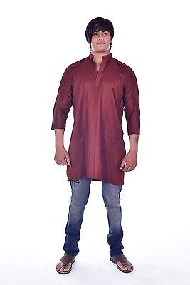 UK STOCK Men's Indian Long Sleeve Kurta Shirt Kurta Longline Tunic T Shirt Tops 