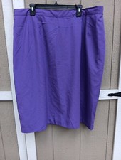 Sag Harbor Skirt Womens 26W Purple Lined Pleated Elastic Waist Back Slit Zip