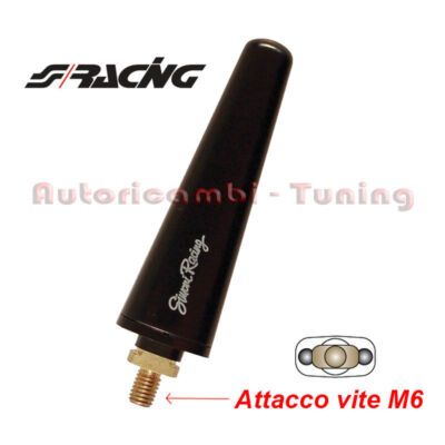 Antena De Auto Negra Simoni Racing - Base Rectangular, Enchufe M6 - Para Todas Las Marcas (AM/FM)
