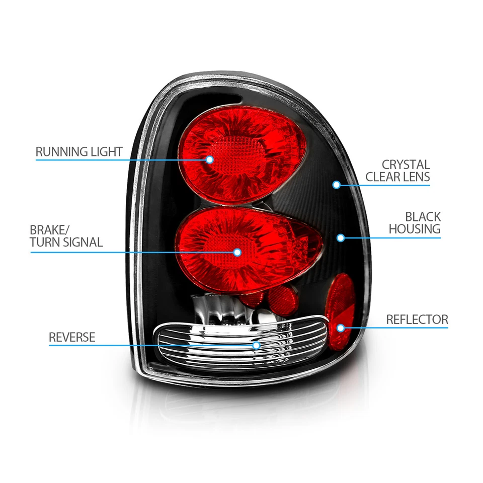 Conjunto de lanternas traseiras pretas 1996-2003 Fit Dodge Durango Caravan Town & Country Voyager - Imagem 4 de 4