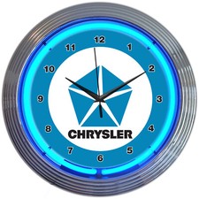 Chrysler Pentastar Neon Clock Sign Hemi Powered Mopar Muscle Garage Lamp Light