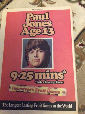 H1q Ephemera 1973 Bild Werbung Paul Jones Rowntree s Fruit Gummis