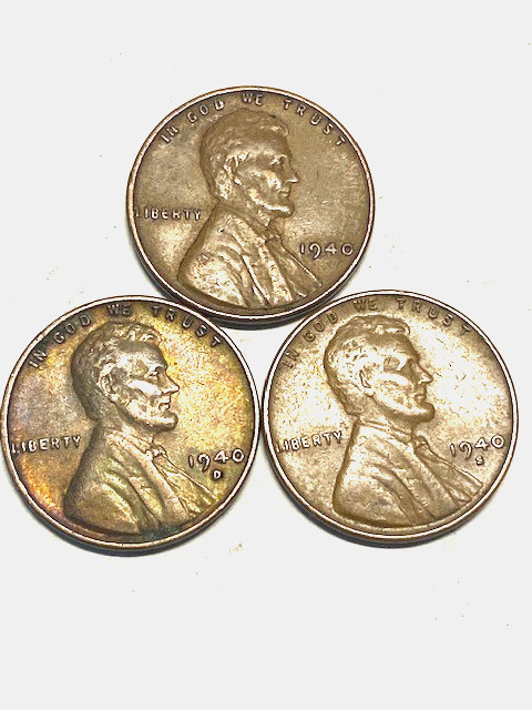 1940 P,D and S Lincoln Wheat Cents Nice Condition 001