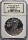2000 P S$1 Proof Silver American Eagle Dollar NGC Graded PF 69 Ultra Cameo
