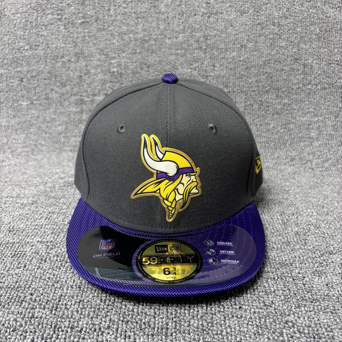 Minnesota Vikings New Era 59FIFTY NFL On-Field Gray Purple Fitted Hat 6 3/4 Kids
