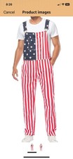 New America USA American Flag Overalls Stripes, Stars Adult Size Medium Only