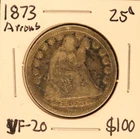1873 Arrows Seated Liberty Quarter Highly Detailed Nice Patina NO RESERVE