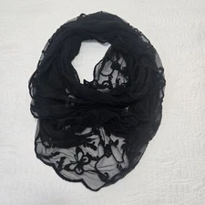 Infinity Scarf Mesh Floral Butterfly Y2K Whimsigoth Dark Fairy Romance Scalloped