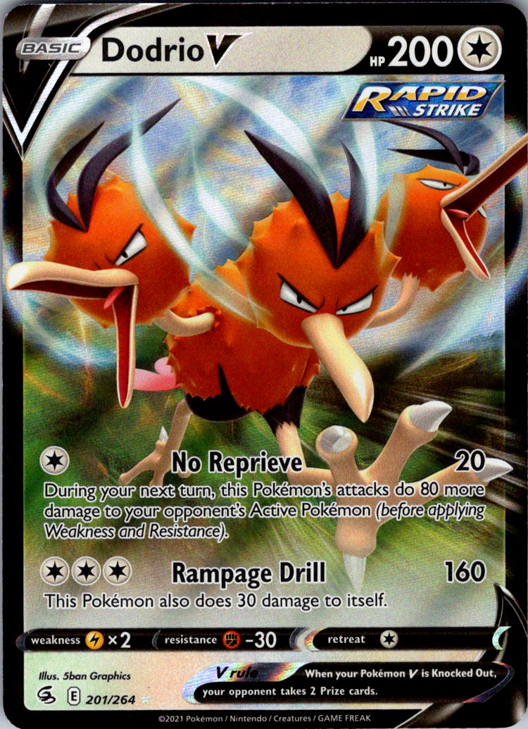 Dodrio V 201/264 Ultra Rare SWSH08: Fusion Strike Holofoil NM