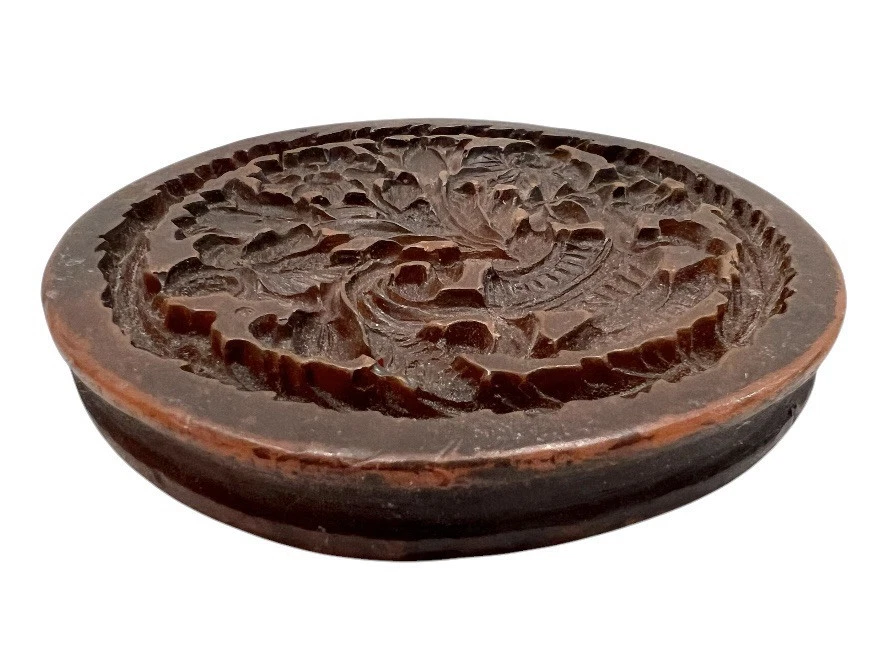 Lebzelter Holzform German Folk Art Wax Flower Basket Butter or Cookie Mold c1930 - Image 2 of 4