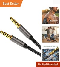 3.5ft Nylon Braided Aux Cable - Gold-Plated for Hi-Fi Audio Connection