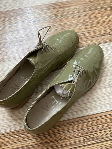Women AGL Heels Olive Patent Leather 41