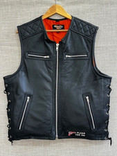 Vance Men's Motorcycle Black Premium Leather Vest Size LARGE