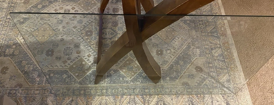 Mesa de centro modernista con tapa de vidrio de teca 48x36x18 construida bien resistente/fuerte Foto 4 de 4