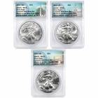 2017(P)(W)(S) American Silver Eagle $1 3 Coin Set ANACS MS 70