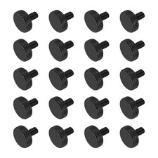 M4x6mm Knurled Thumb Screws Black Steel Flat Head Thumb Screws 20Pcs