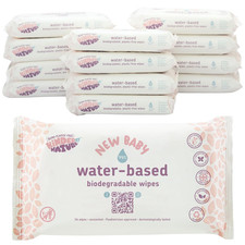 Kinder by Nature Water-Based Baby Wipes - 672 Count 12 Packs of 56 -Unscented