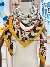 Sallys 70 Cashmere 30 Silk Stole Chains Print Double Face Scarf Shawl 53"
