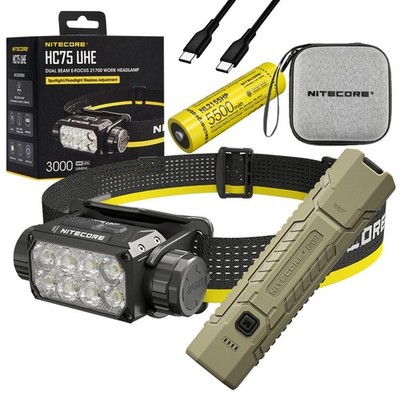 Nitecore HC75 UHE Rechargeable E-Focus Spotlight Floodlight Headlamp 192m Beam -